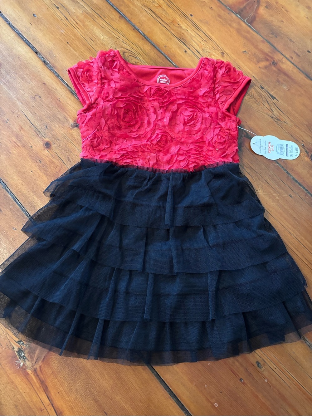 wonder nation Red Floral Rosette Party Dress size 4/5 girls